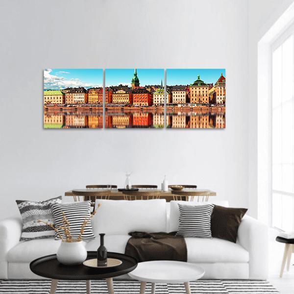Gamla Stan Stockholm Panoramic Canvas Wall Art-3 Piece-25" x 08"-Tiaracle