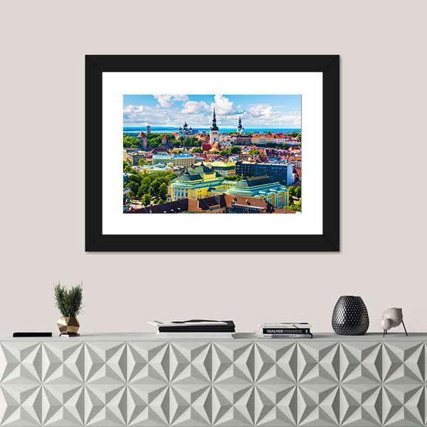 Old Town In Tallinn Canvas Wall Art-1 Piece-Framed Print-20" x 16"-Tiaracle