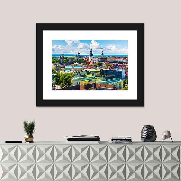 Old Town In Tallinn Canvas Wall Art-1 Piece-Framed Print-20" x 16"-Tiaracle