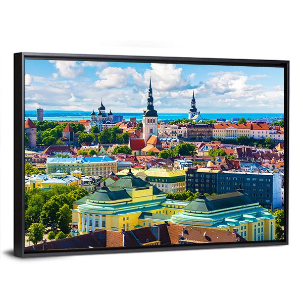 Old Town In Tallinn Canvas Wall Art-3 Horizontal-Gallery Wrap-25" x 16"-Tiaracle