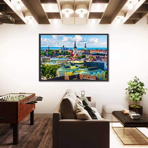 Old Town In Tallinn Canvas Wall Art-5 Horizontal-Gallery Wrap-22" x 12"-Tiaracle