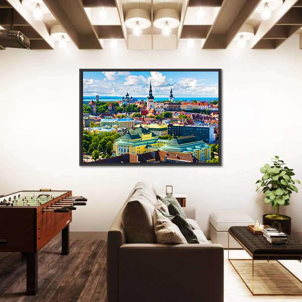 Old Town In Tallinn Canvas Wall Art-3 Horizontal-Gallery Wrap-25" x 16"-Tiaracle