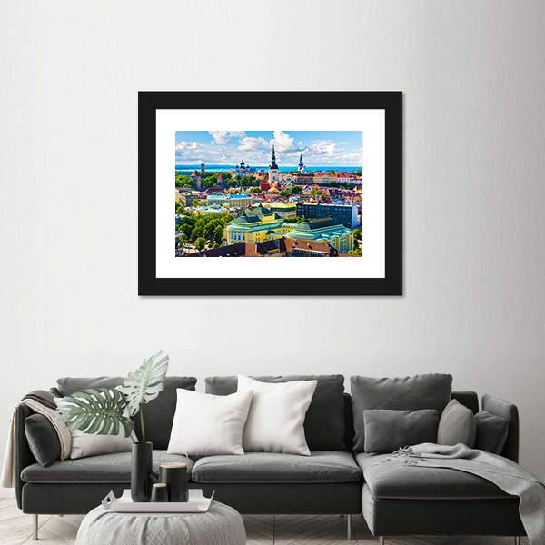 Old Town In Tallinn Canvas Wall Art-5 Horizontal-Gallery Wrap-22" x 12"-Tiaracle