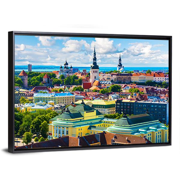 Old Town In Tallinn Canvas Wall Art-5 Horizontal-Gallery Wrap-22" x 12"-Tiaracle