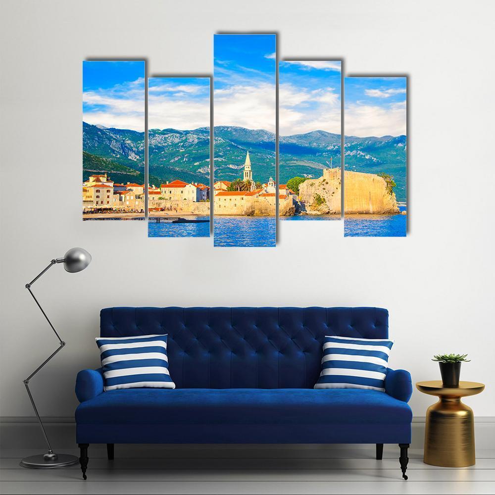 Old Town Of Budva Canvas Wall Art-5 Pop-Gallery Wrap-47" x 32"-Tiaracle