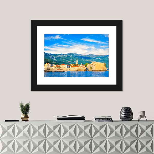 Old Town Of Budva Canvas Wall Art-1 Piece-Framed Print-20" x 16"-Tiaracle