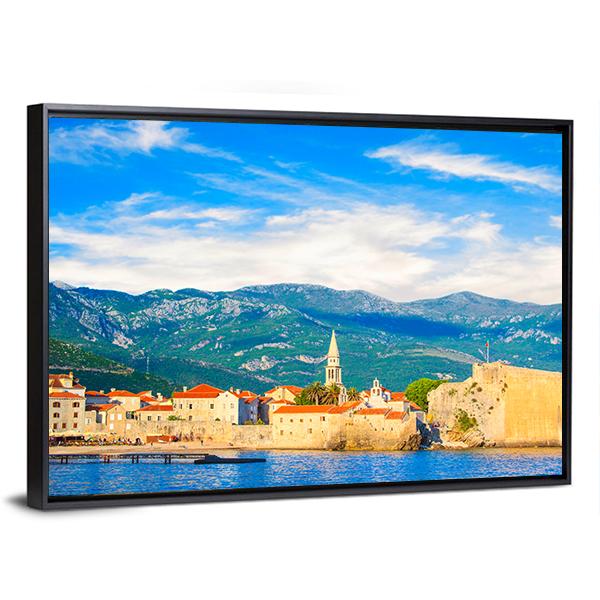 Old Town Of Budva Canvas Wall Art-3 Horizontal-Gallery Wrap-25" x 16"-Tiaracle