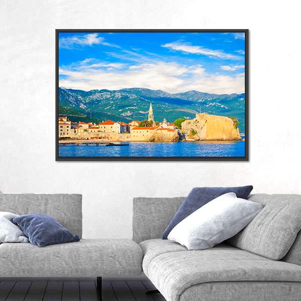 Old Town Of Budva Canvas Wall Art-3 Horizontal-Gallery Wrap-25" x 16"-Tiaracle