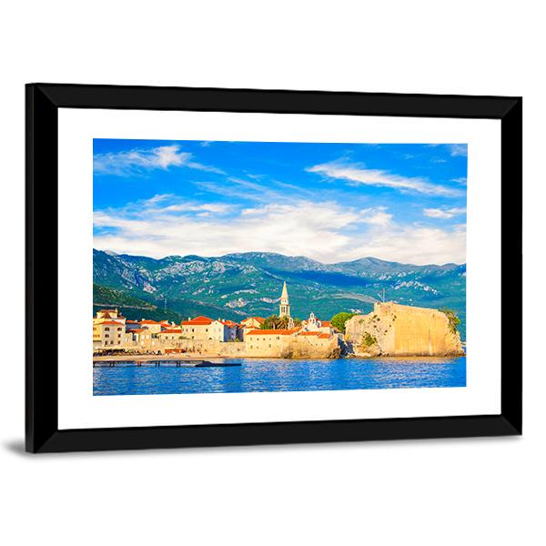 Old Town Of Budva Canvas Wall Art-3 Horizontal-Gallery Wrap-25" x 16"-Tiaracle