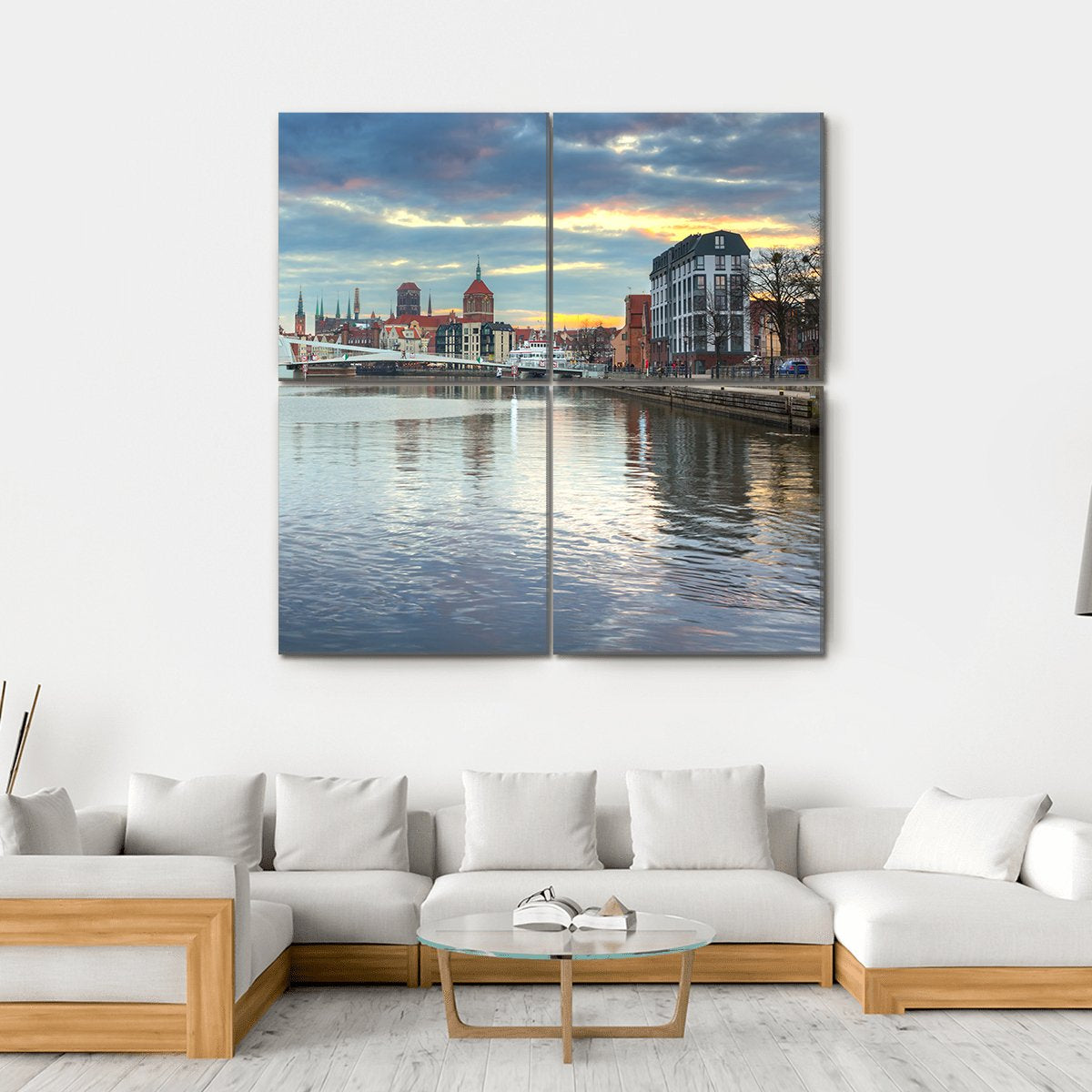 Old Town Of Gdansk Canvas Wall Art-4 Square-Gallery Wrap-17" x 17"-Tiaracle