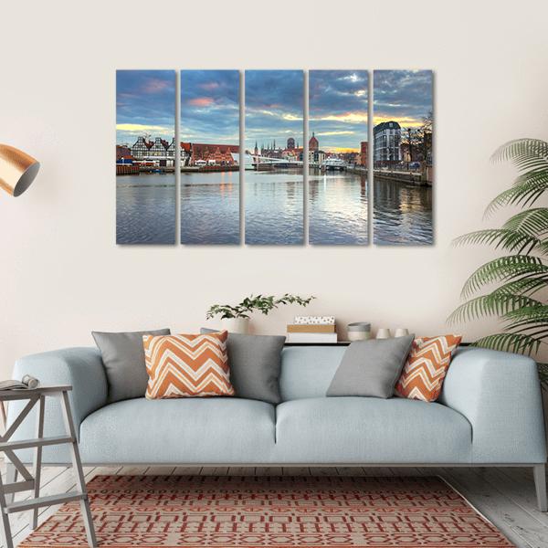 Old Town Of Gdansk Canvas Wall Art-5 Horizontal-Gallery Wrap-22" x 12"-Tiaracle