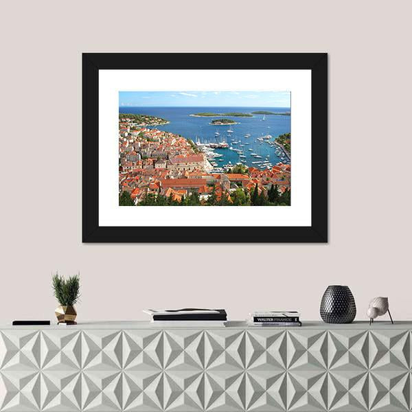 Old Town Of Hvar Croatia Canvas Wall Art-1 Piece-Framed Print-20" x 16"-Tiaracle