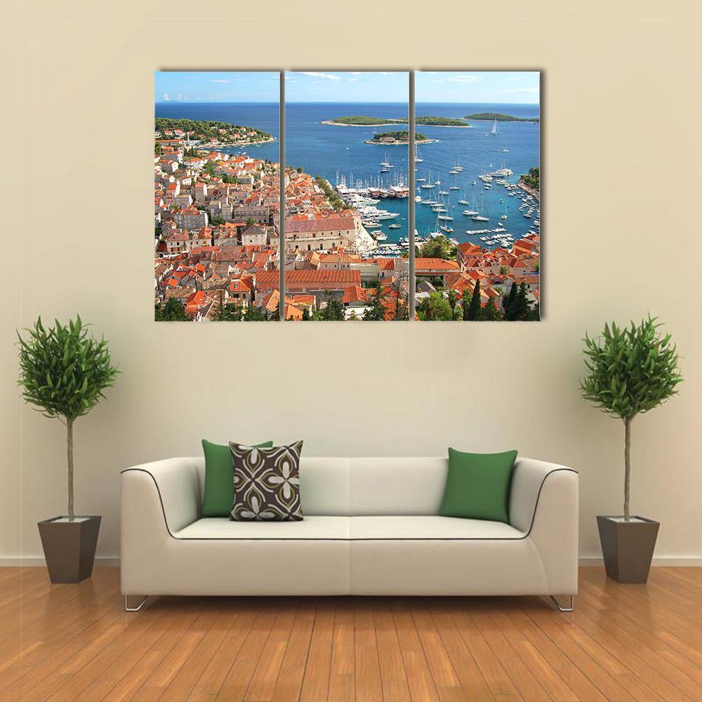 Old Town Of Hvar Croatia Canvas Wall Art-3 Horizontal-Gallery Wrap-37" x 24"-Tiaracle