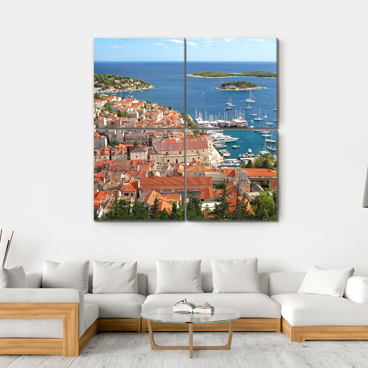Old Town Of Hvar Croatia Canvas Wall Art-4 Square-Gallery Wrap-17" x 17"-Tiaracle