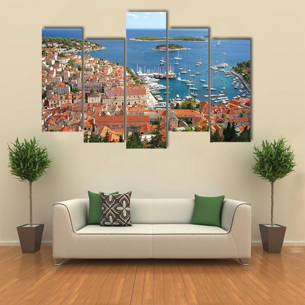 Old Town Of Hvar Croatia Canvas Wall Art-5 Pop-Gallery Wrap-47" x 32"-Tiaracle
