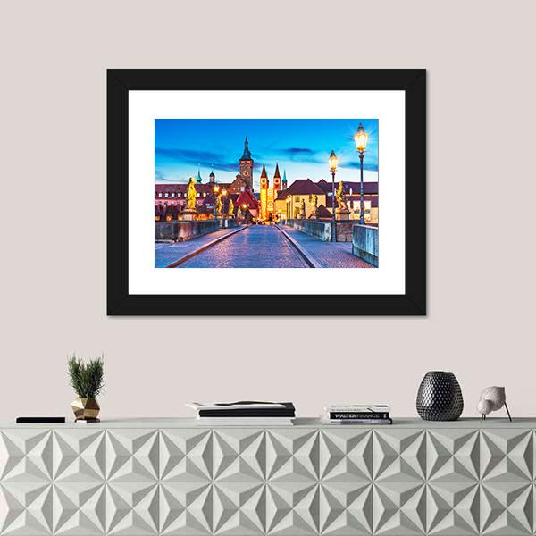 Old Town Of Wurzburg Canvas Wall Art-1 Piece-Framed Print-20" x 16"-Tiaracle