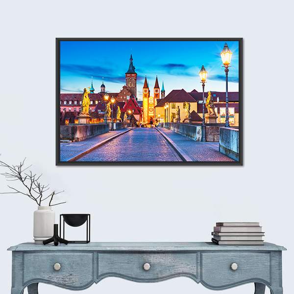 Old Town Of Wurzburg Canvas Wall Art-1 Piece-Floating Frame-24" x 16"-Tiaracle