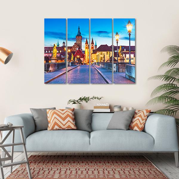 Old Town Of Wurzburg Canvas Wall Art-4 Horizontal-Gallery Wrap-34" x 24"-Tiaracle