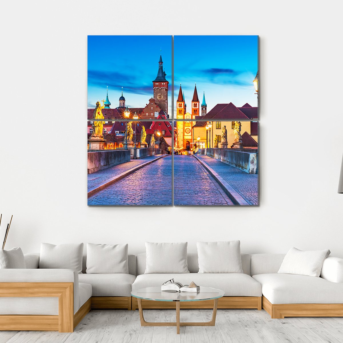 Old Town Of Wurzburg Canvas Wall Art-4 Square-Gallery Wrap-17" x 17"-Tiaracle