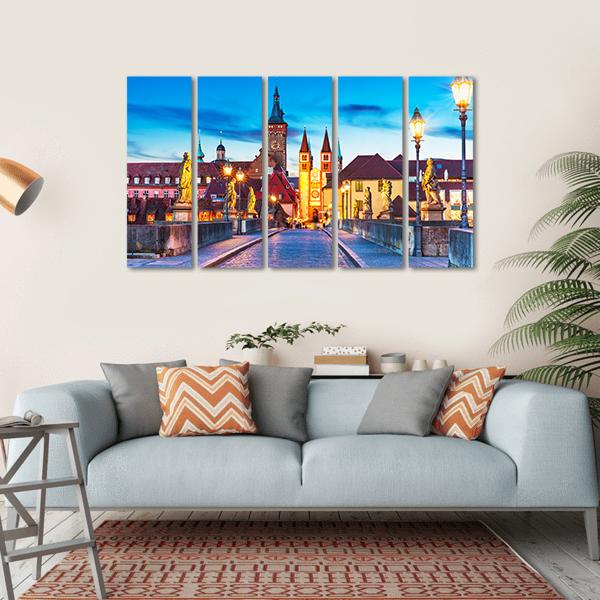 Old Town Of Wurzburg Canvas Wall Art-5 Horizontal-Gallery Wrap-22" x 12"-Tiaracle