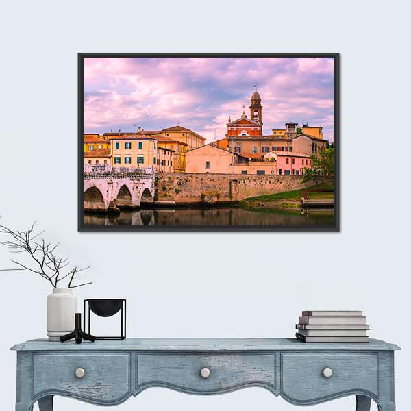 Old Town Rimini Canvas Wall Art-1 Piece-Floating Frame-24" x 16"-Tiaracle