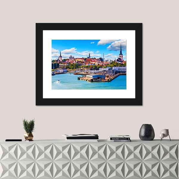 Old Town & Sea Port Canvas Wall Art-1 Piece-Framed Print-20" x 16"-Tiaracle