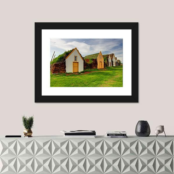 Old Traditional Icelandic Farm Canvas Wall Art-1 Piece-Framed Print-20" x 16"-Tiaracle