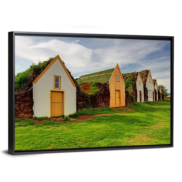 Old Traditional Icelandic Farm Canvas Wall Art-3 Horizontal-Gallery Wrap-25" x 16"-Tiaracle