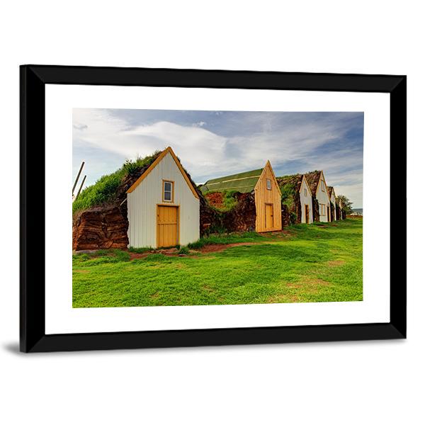 Old Traditional Icelandic Farm Canvas Wall Art-3 Horizontal-Gallery Wrap-25" x 16"-Tiaracle