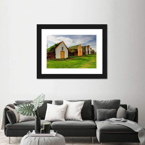 Old Traditional Icelandic Farm Canvas Wall Art-3 Horizontal-Gallery Wrap-25" x 16"-Tiaracle