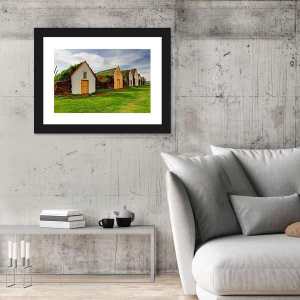 Old Traditional Icelandic Farm Canvas Wall Art-3 Horizontal-Gallery Wrap-25" x 16"-Tiaracle