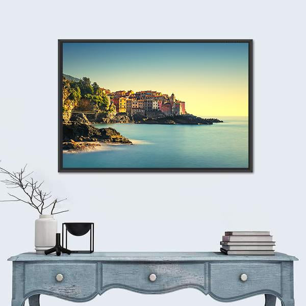 Old Village On Sea Canvas Wall Art-3 Horizontal-Gallery Wrap-25" x 16"-Tiaracle