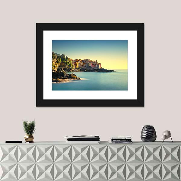 Old Village On Sea Canvas Wall Art-3 Horizontal-Gallery Wrap-25" x 16"-Tiaracle