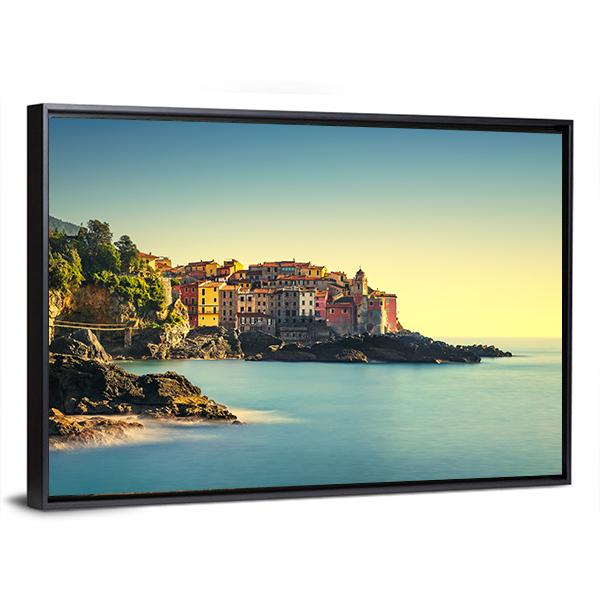 Old Village On Sea Canvas Wall Art-3 Horizontal-Gallery Wrap-25" x 16"-Tiaracle
