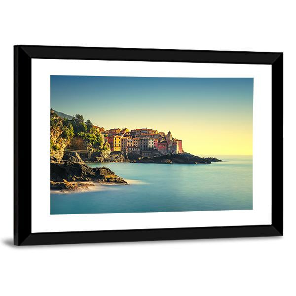 Old Village On Sea Canvas Wall Art-3 Horizontal-Gallery Wrap-25" x 16"-Tiaracle