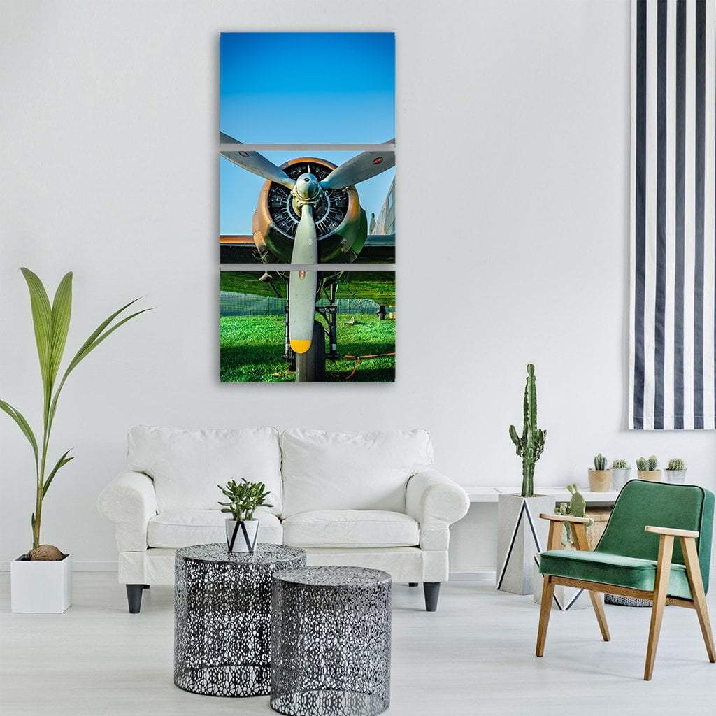 Old Vintage Flight Plane Vertical Canvas Wall Art-3 Vertical-Gallery Wrap-12" x 25"-Tiaracle
