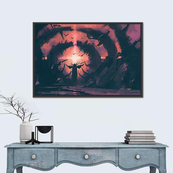 Old wizard Canvas Wall Art-1 Piece-Floating Frame-24" x 16"-Tiaracle