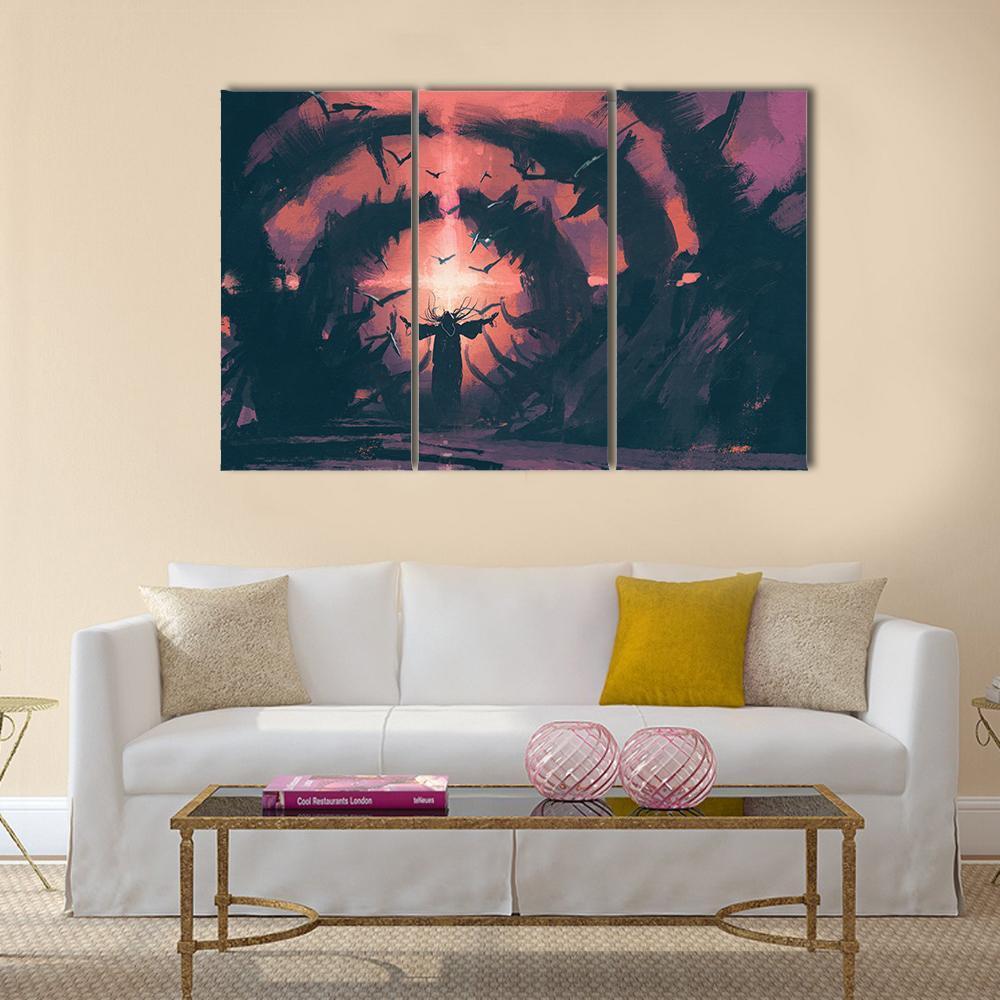 Old wizard Canvas Wall Art-3 Horizontal-Gallery Wrap-37" x 24"-Tiaracle