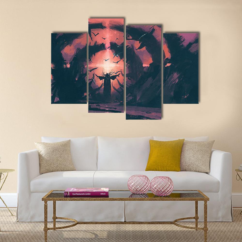 Old wizard Canvas Wall Art-4 Pop-Gallery Wrap-50" x 32"-Tiaracle