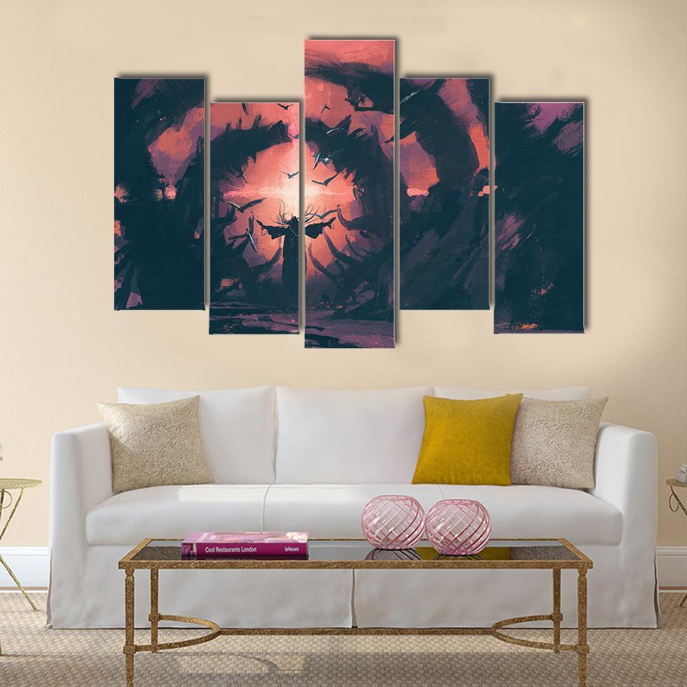 Old wizard Canvas Wall Art-5 Pop-Gallery Wrap-47" x 32"-Tiaracle