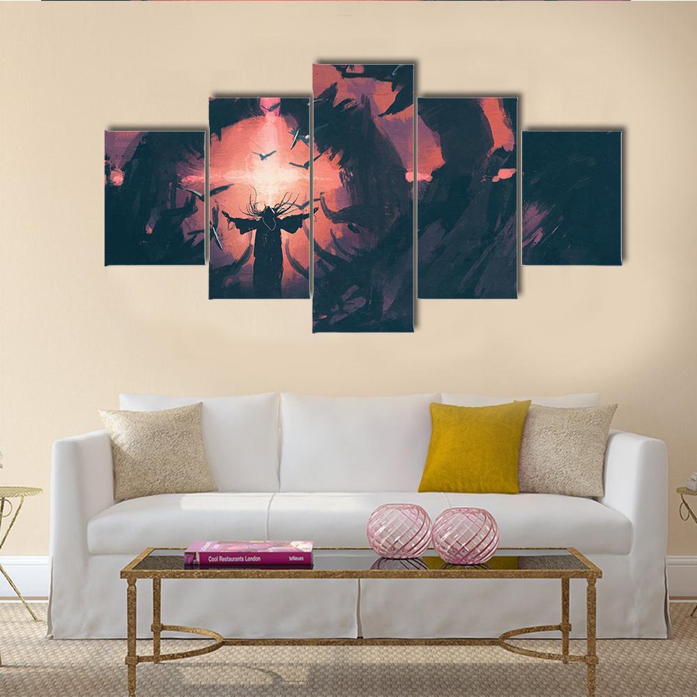 Old wizard Canvas Wall Art-5 Star-Gallery Wrap-62" x 32"-Tiaracle
