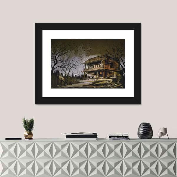 Old Wooden Abandoned House Canvas Wall Art-1 Piece-Framed Print-20" x 16"-Tiaracle