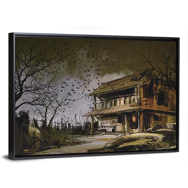 Old Wooden Abandoned House Canvas Wall Art-3 Horizontal-Gallery Wrap-25" x 16"-Tiaracle