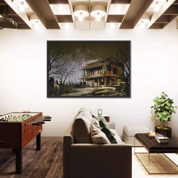 Old Wooden Abandoned House Canvas Wall Art-3 Horizontal-Gallery Wrap-25" x 16"-Tiaracle