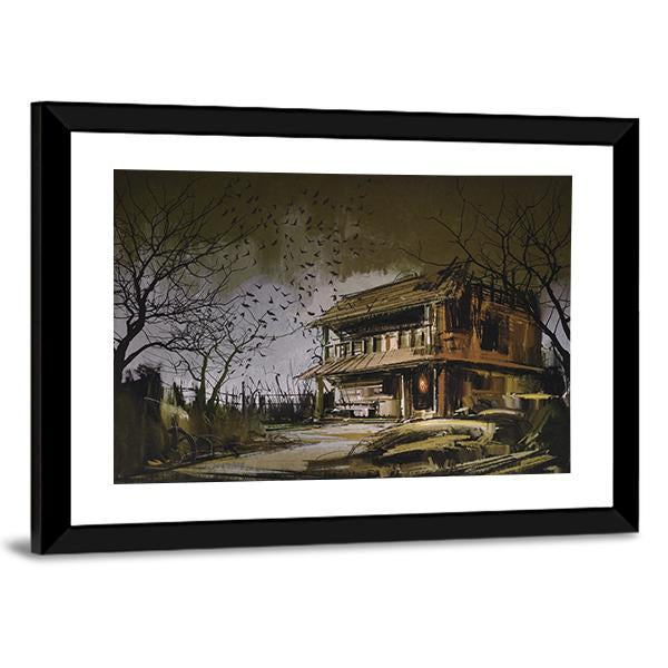 Old Wooden Abandoned House Canvas Wall Art-3 Horizontal-Gallery Wrap-25" x 16"-Tiaracle