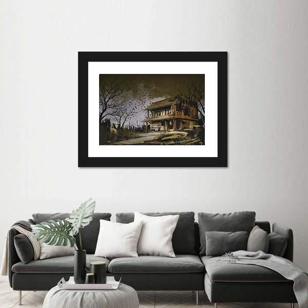 Old Wooden Abandoned House Canvas Wall Art-3 Horizontal-Gallery Wrap-25" x 16"-Tiaracle