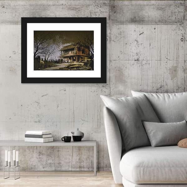 Old Wooden Abandoned House Canvas Wall Art-3 Horizontal-Gallery Wrap-25" x 16"-Tiaracle
