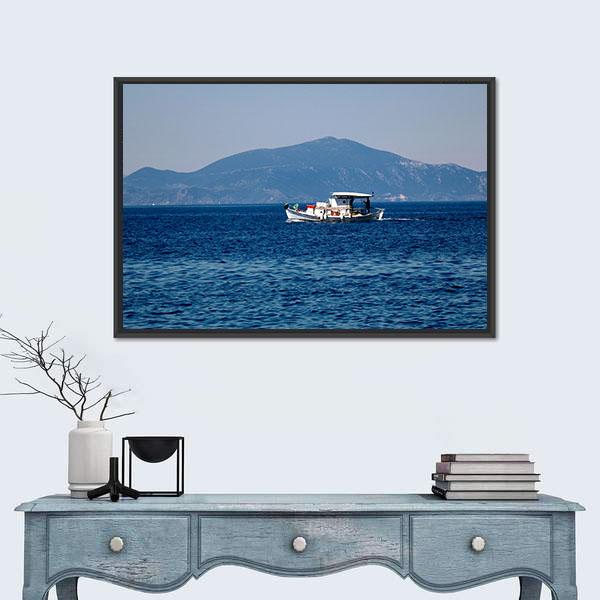 Old Wooden Boat Sailing Canvas Wall Art-1 Piece-Floating Frame-24" x 16"-Tiaracle