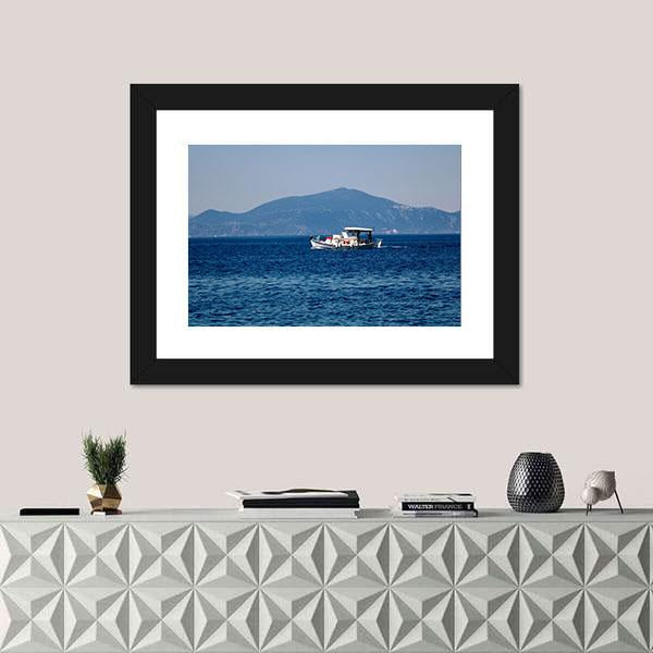 Old Wooden Boat Sailing Canvas Wall Art-1 Piece-Framed Print-20" x 16"-Tiaracle