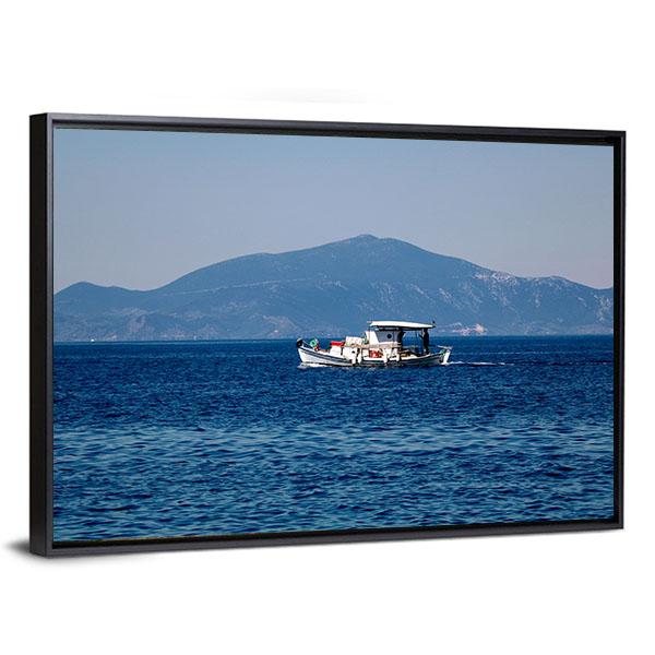 Old Wooden Boat Sailing Canvas Wall Art-3 Horizontal-Gallery Wrap-25" x 16"-Tiaracle